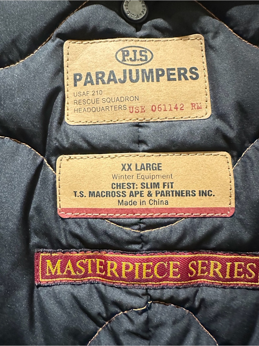 Parajumpers Black Quilted Puffer Jacket with Maroon Trim